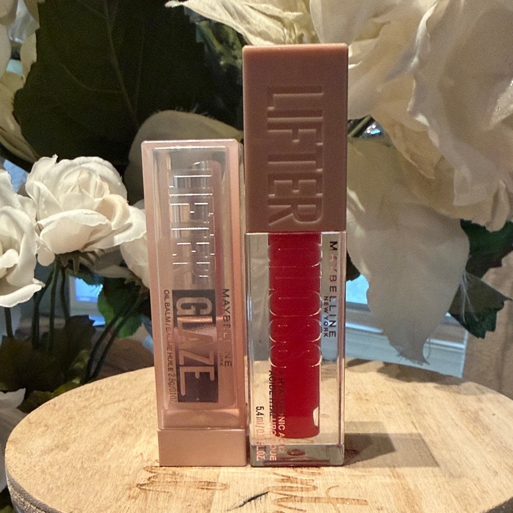Maybelline duo Lifter Gloss in 024 bubblegum and Glaze oil balm 001 clear crave